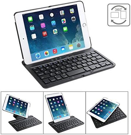 Cstorm iPad mini 4 Bluetooth Wireless Keyboard Case Ultra Thin Auto Sleep Wake up 360 Rotatable Stand Silent Typing Smart Folio Protective Dust-proof Cover