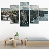 SIGNWIN 5 Panel Canvas Wall Art Modern Art Beach Coastal Multicolor Photography Relax/Calm Romantics for Home Decorations Ready to Hang - 60