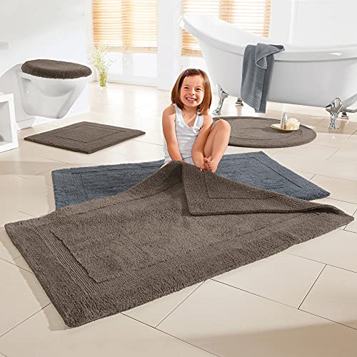 Erwin Müller Badematte, Badteppich Heraklion Taupe Größe 80x150 cm - Kochfest, für Fußbodenheizung geeignet, 100… – Bild 4