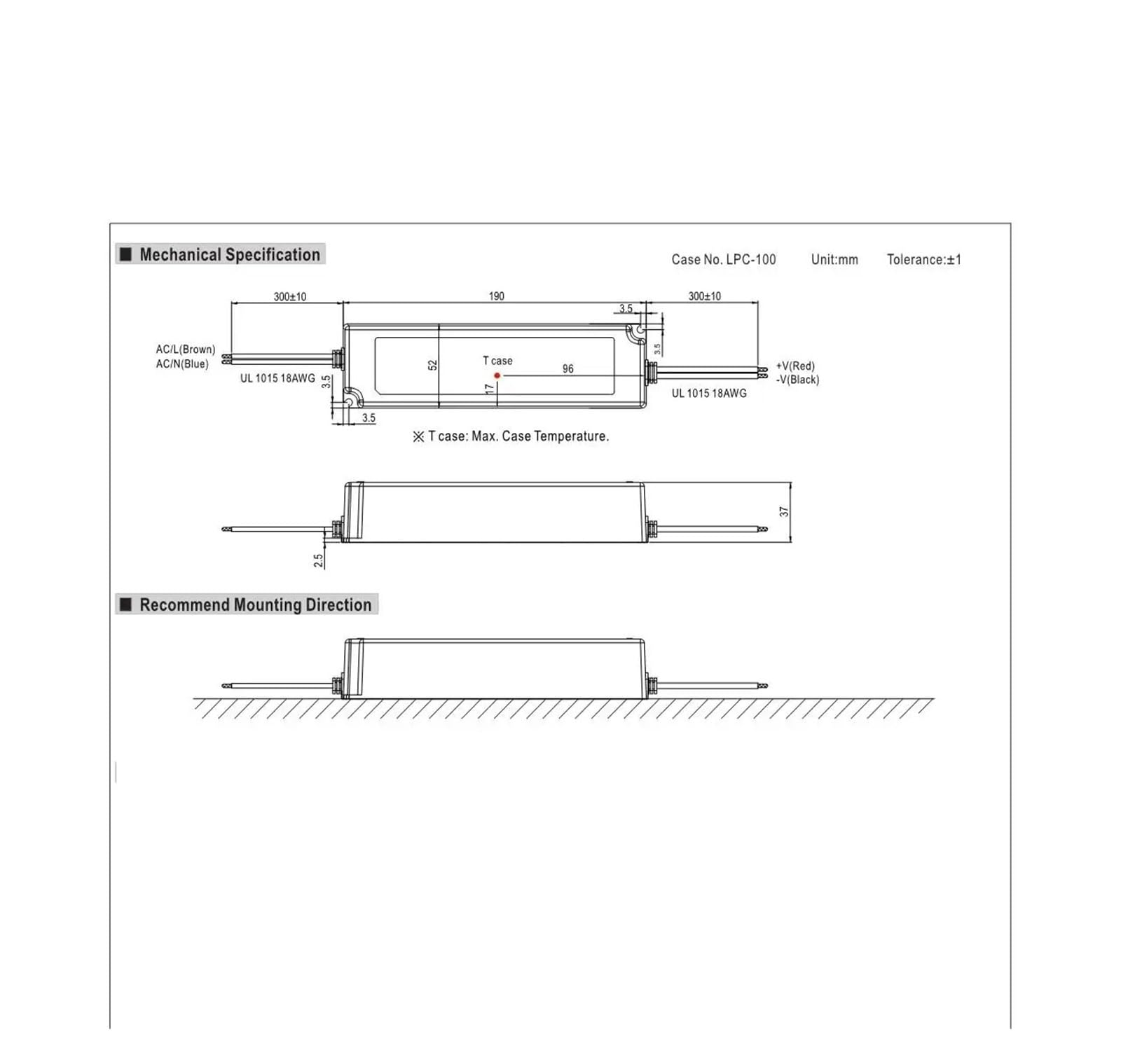 Driver LED a corrente costante da 100 W, convertitore CA/CC ingresso 90-264 V, for illuminazione a LED e segnaletica industriale(LPC-100-1050)