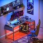 40 inch Gaming Desk with USB Power Outlet and LED Light- Reversible L Shaped Desk with Storage Bag,Computer Desk with Adjustable Monitor Stand& Storage Shelves and CPU Stand,Corner Desk Table - Image 2