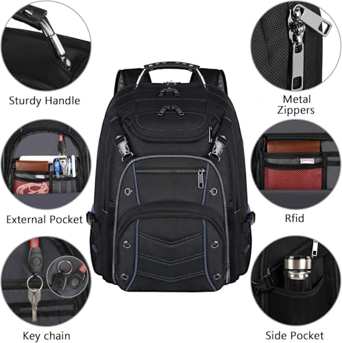 Image of VECKUSON Extra Large Laptop Backpack, 22 inch x 17 inch x 10 inch, 60L Capacity, Multi-Compartment Protection, Fits 15.6-19 inch Laptops, TSA Approved, RFID Anti-Theft, Sport Backpack