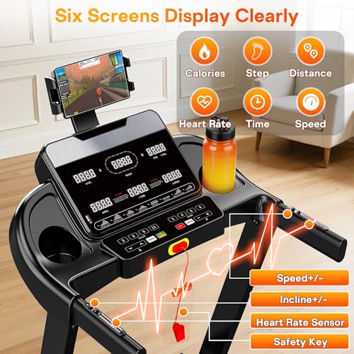 Image of Foldable Treadmill with 0-15% Auto Incline, 3.8 HP Folding for Home Running, 9.0 MPH Max Speed, 330 LBS Weight Capacity, Bluetooth Speakers & APP Connectivity