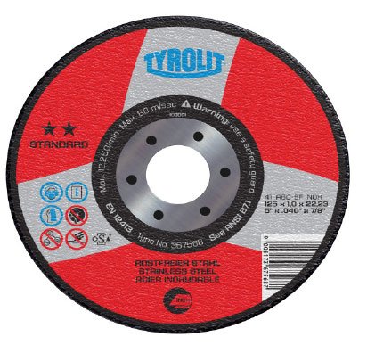 Tyrolit 367562 Standard Discos De Corte, 41X, 115Mm X 1.0Mm X 22, 23Mm, A60R-Bfs Especificación, Caja De 25