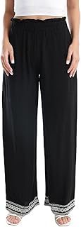 CARINA Women Black Pants With Embroidery Hem Carina