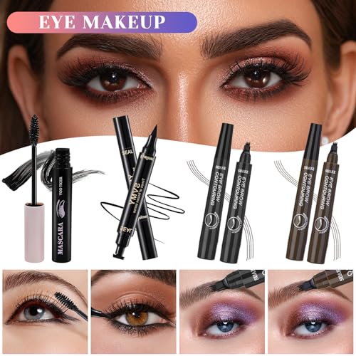 All in One Makeup Kit, Make Up Gift Set for Women, Makeup Kit for Women Full Kit, Includes Foundation Face Primer Eyeshadow Concealer Liquid Blush Lipgloss Eyeliner Mascara Cosmetic Brushes Set - Thumbnail 4