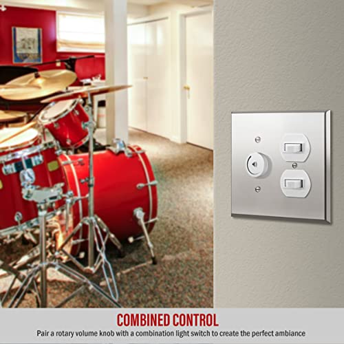 Image of ENERLITES Combination Toggle Switch and Duplex Receptacle Metal Wall Plate, Stainless Steel 201 Outlet Cover, Corrosion-Resistant, Mid-Size 2-Gang 4.88 inch x 4.92 inch, 771121M-PC, Polished Chrome