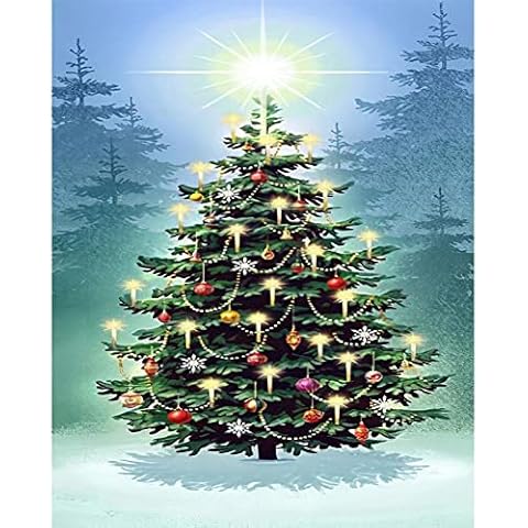 3 Strands DIY Full Embroidery Set Christmas Tree Printed Cross Stitch Home Decor Cover