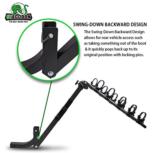 STEGODON 5 Bike Hitch Rack 2'' Hitch Receiver Heavy Duty Bicycle Carrier Racks with Dual Compound Spine Shield Hitch Mount Double Foldable Rack for Cars,Trucks, SUV,Hatchback RV,Tow Hitch and Minivans
