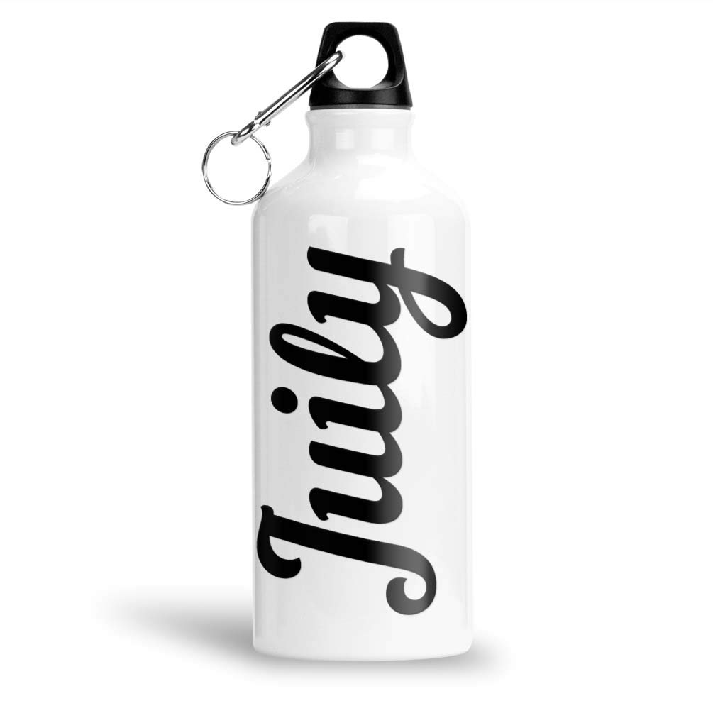 FurnishFantasy Aluminium White Sipper Bottle 600 ml - Best Gift for Happy Birthday, Return Gift, Name - Juily