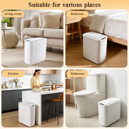 Caneca de basura blanca con sensor 2 unidades 5 y 2.6 gal miniatura 7