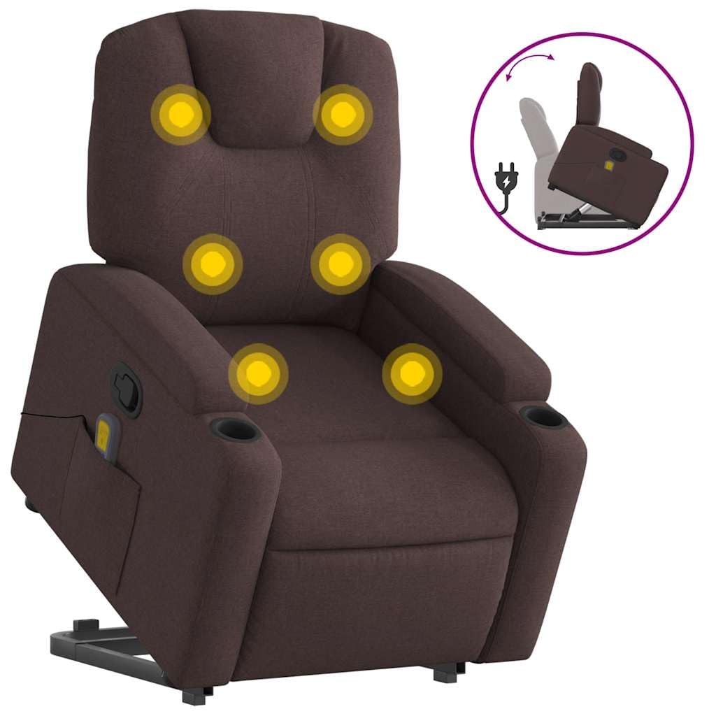Sillón reclinable eléctrico elevable para mayores Marrón 74x88x97 cm