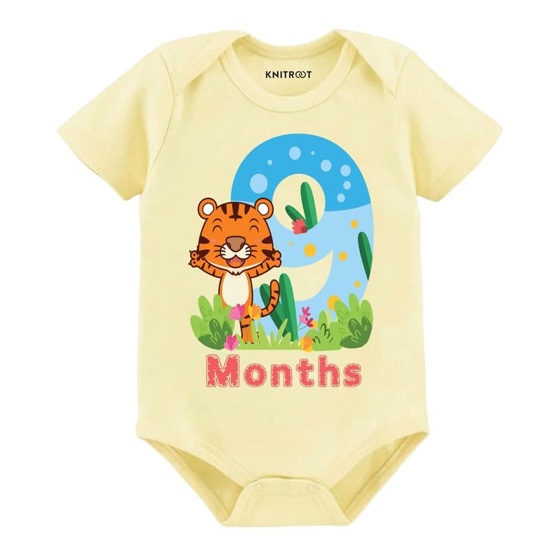 KNITROOT Monthly Birthday Special, Cotton Onesie, Unisex Baby Kid's Romper Half Sleeve Envelope Neck Bodysuit, Sleepsuit, Bottom Snap Button, 0-12 Months, Infant Cloth for Boys & Girls-picture-19