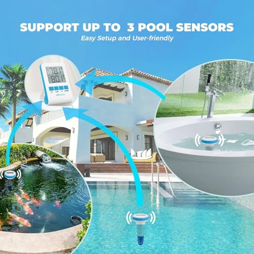 Wireless Pool Thermometer, Floating Easy Read, IPX8 Waterproof Digital Thermometer for Swimming Pool,Hot Tubs, SPA, Aquarium — view 4