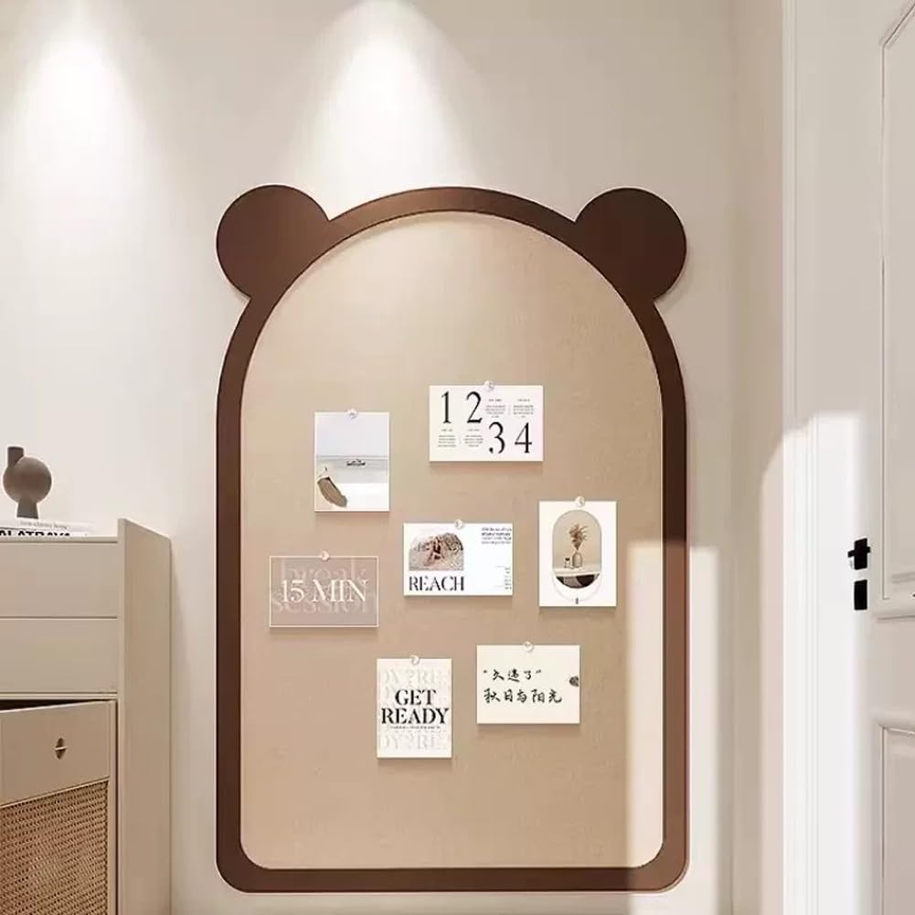 Bacheca in feltro a forma di orsetto, bacheca autoadesiva da parete con puntine, bacheca in feltro per foto, promemoria, bacheca in sughero alternativa (marrone, 120 x 60 cm)