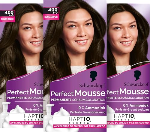 Schwarzkopf Perfect Mousse colorations-mousses permanentes | Marron foncé 400 niveau 3-3 x 93 ml
