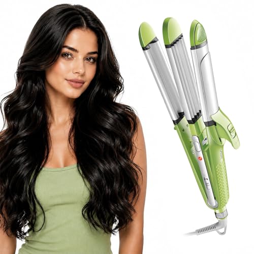 Image of VGR 4-in-1 Hair Styler - Hair Straightener, Curler, Crimper, and Waving Tool with Ceramic Coating Plates & Adjustable Heat Settings | Uniform Heat Technology | 2-Year Warranty (V-569, Green)