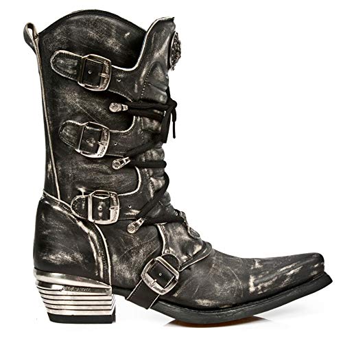 Bottes New Rock M.7993 S3 Noir chaussures montantes cuir homme biker et punk