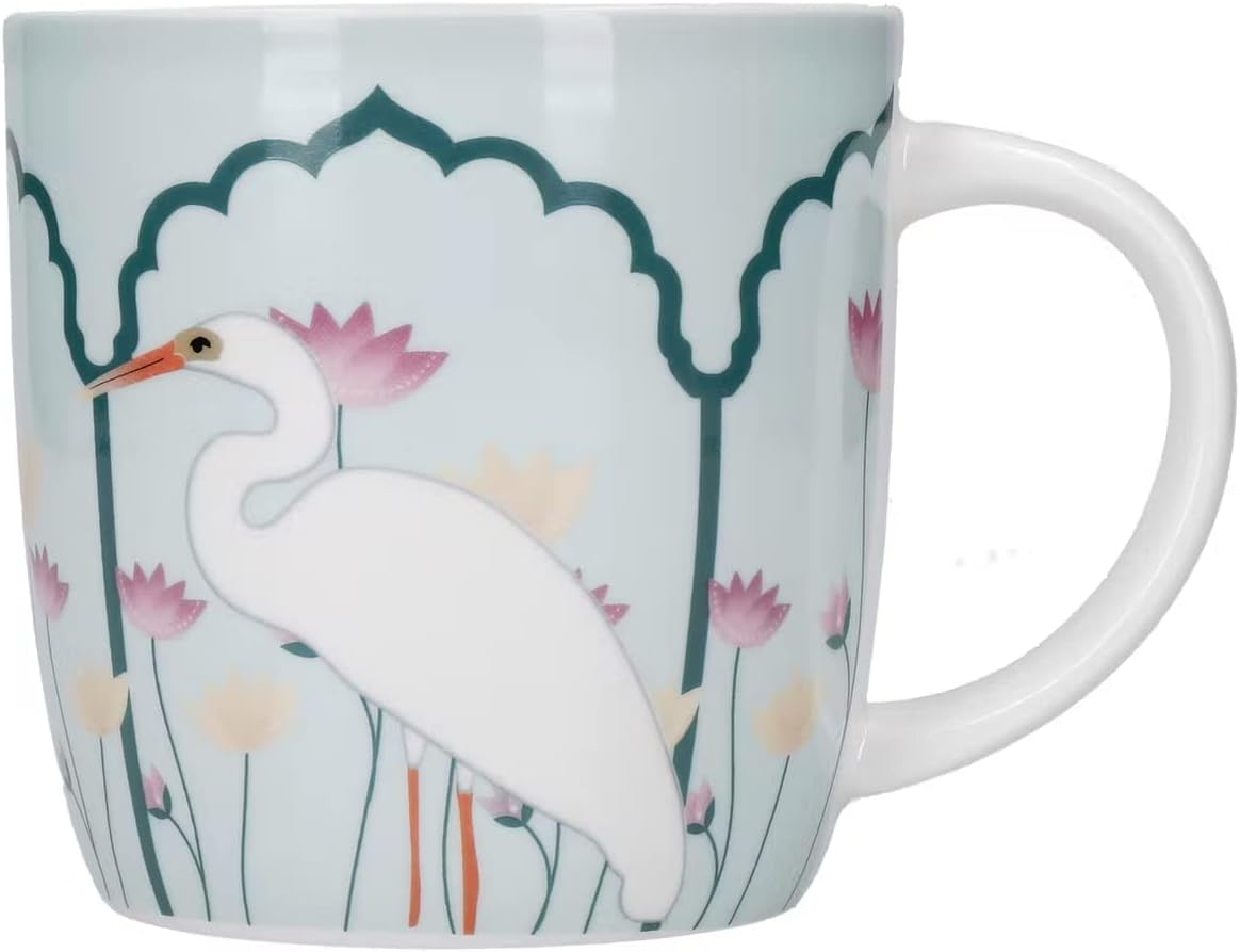 Kitchencraft Oriental Exotic Crane Set 4 Stoneware Barrel Coffee Mugs 425ml