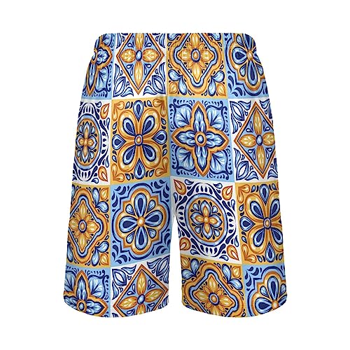 Mens Pajama Shorts Mexican Talavera Pottery Men's Pajama Bottoms Soft Sleepwear L3