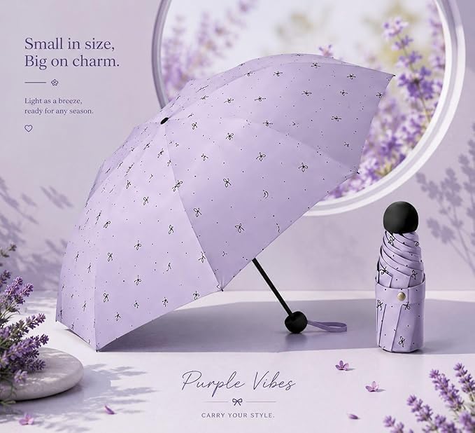 Image of Ozoy umbrella for women,Travel - Mini Folding Compact with Case, 6 Ribs Lightweight Portable Small Sun&Rain Pocket Umbrella for Girls and Women