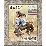 Icona Bay 8x10 Brown Oak Picture Frame, Country Rustic Style 8 x 10 Photo Frame, Table Top or Wall Mount, Barnwood Collection
