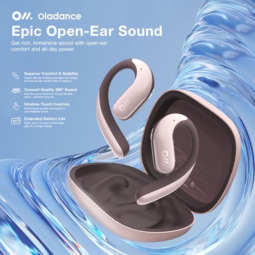 Image of Oladance OWS Pro Open-Ear True Wireless Headphones, Noise Cancellation, Stable Bluetooth 5.3 Connection, Amplifier Chip, Virtual Bass, 360 Superior Sound, 16H Playtime, Comfortable Fit (Pink)
