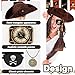 Zddaoole 4PCS Brown Pirate Hat,Renaissance Pirate Tricorn Hat set,Novelty Pirate Hat with Eye Patch & Necklaces for Male Female Halloween Cosplay,Decoration Accessories