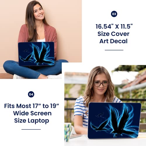 Image of LSS 17 17.3 Inches Laptop Notebook Skin Sticker with 2 Wrist Pads - Reusable Cover Protector Vinyl Sticker Cover Decal Fits 17 inch - 19 inch HP Asus Acer Samsung - Electic Eagle Pattern