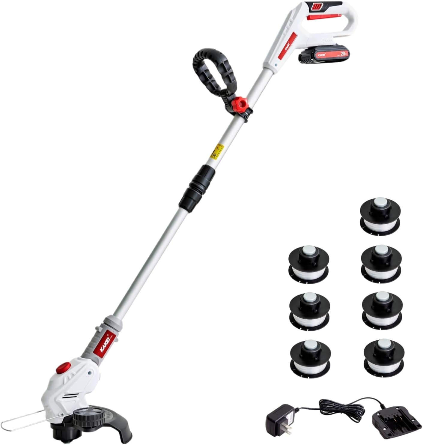 KAKEI 20V Cordless Grass Trimmer with 260mm Cutting Width & 8000RPM | 45Min Runtime, 3-5H Charge, Comes with 7 Blades, 4D Rotating Head & Flower Protector for Lawn Edging
