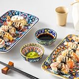 vancasso SIMI Ceramiczne miski do maczania, zestaw 6 sztuk, 80 ml, bohemskie naczynia do serwowania sosu, mini miski do przystawek, do sosu sojowego, sushi, przypraw i dodatków, nadają się do kuchenki