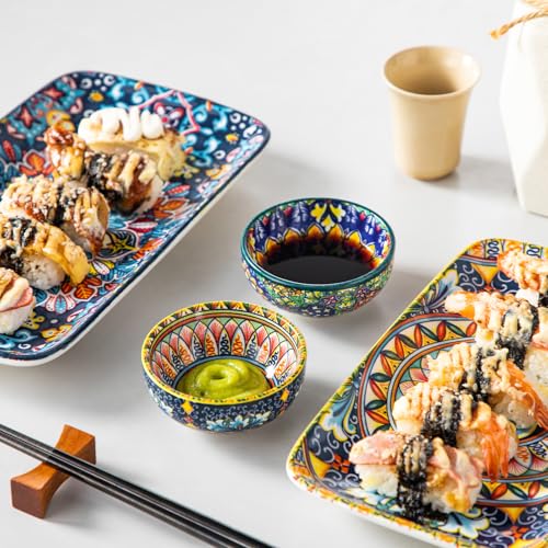 Image of vancasso SIMI 2.7 Oz Ceramic Dipping Bowls Set of 6, Bohemian Sauce Bowls