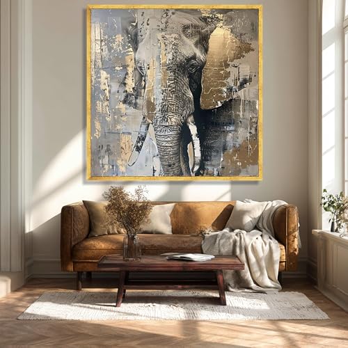 Tableau éléphant moderne, art mural animalier abstrait chic