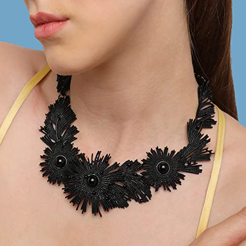 Image of SOHI Contemporary Necklace for Women and Girls, Necklace with Chain detailing for women, Statement jewellery, Fashion Jewellery for women, Imitation, ladies