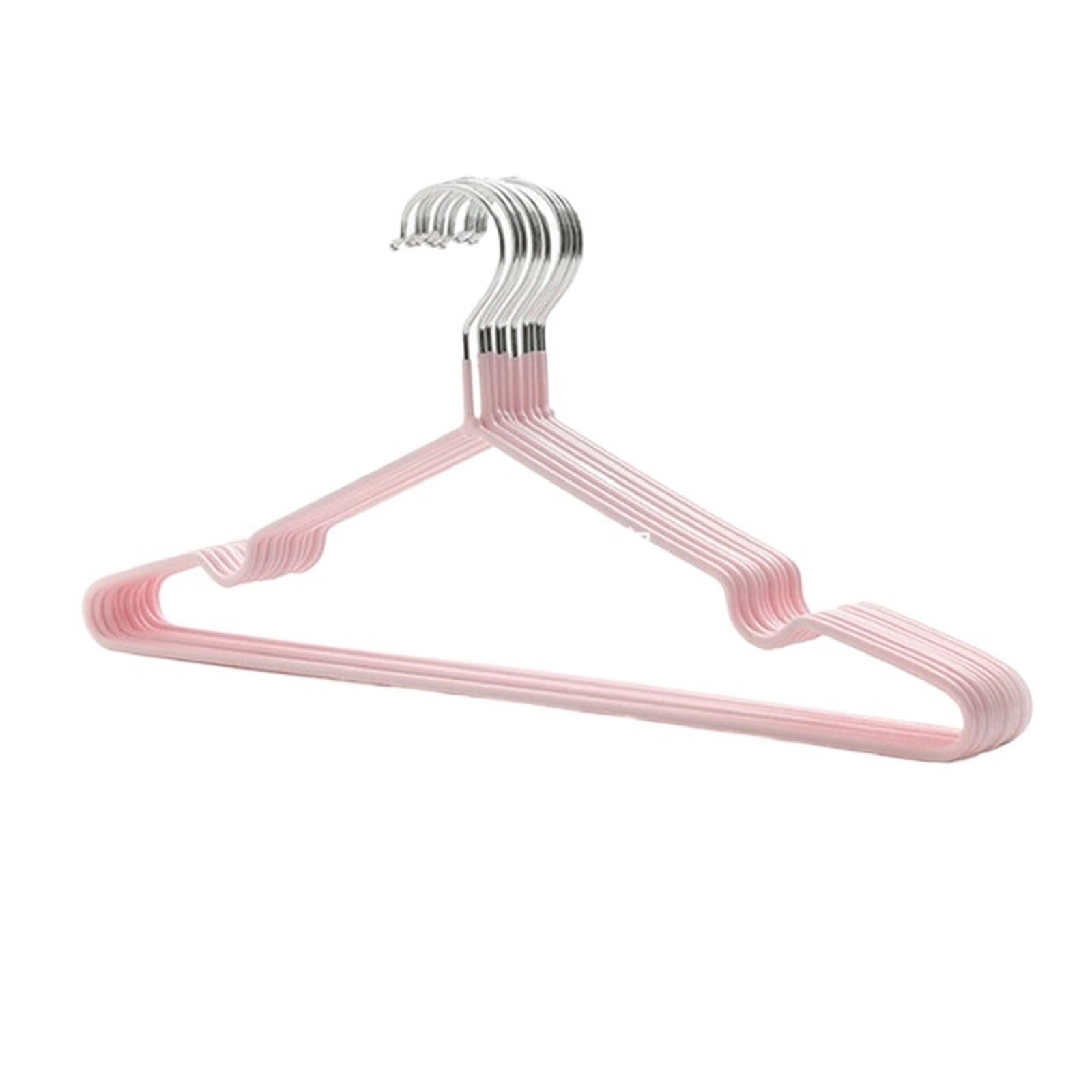 Clothes Hangers Non-Marking Hangers 10pcs Adult Household Thickening Non-Slip Children's Clothing Clothes Drying Racks(Pink)