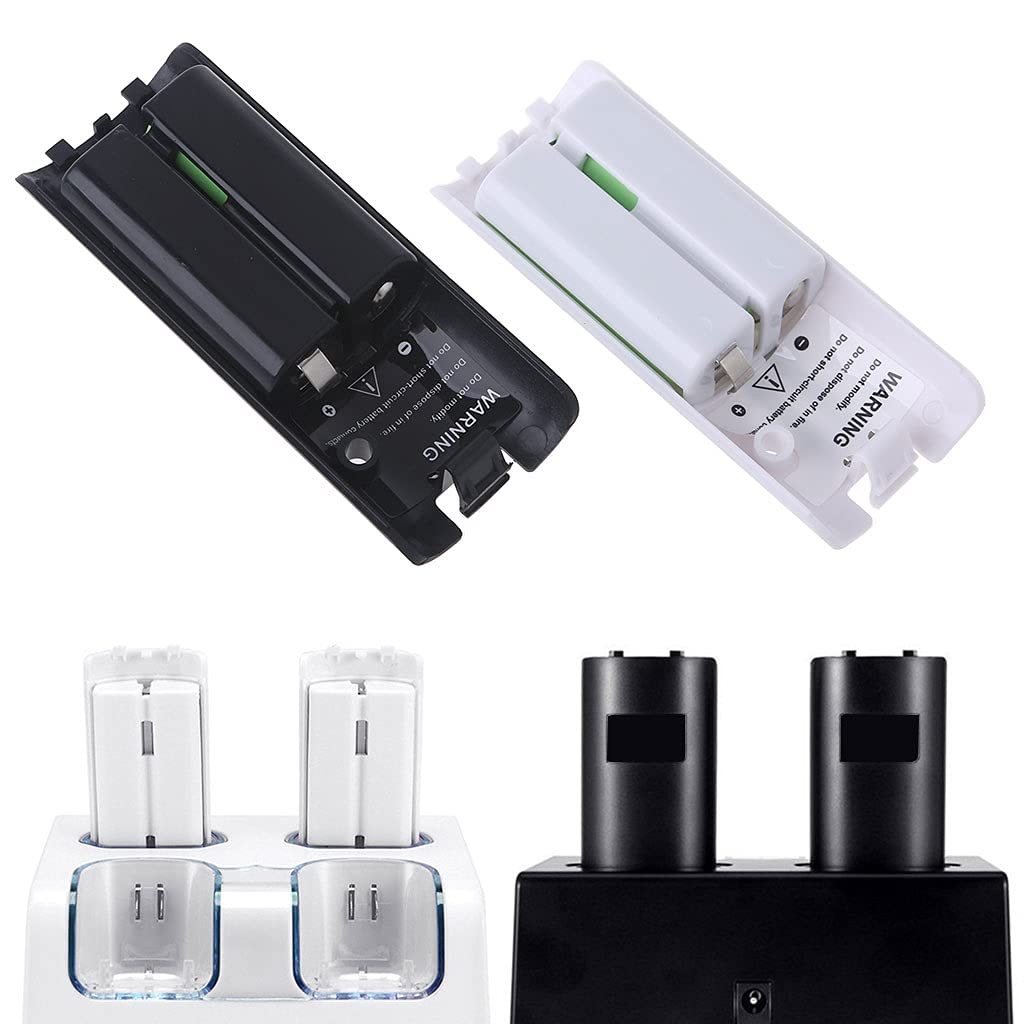 Lot de 2 batteries rechargeables pour console de jeu U Capacité 2800 mAh Noir et blanc 2800 mAh