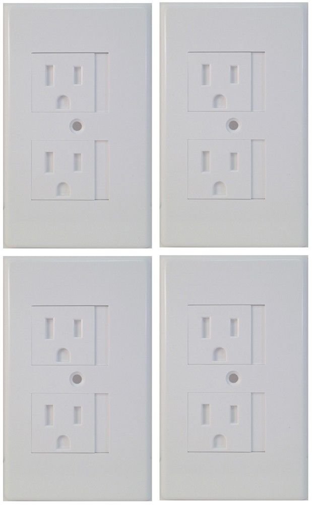 4 Pack Mommy's Helper Safe Plate Sliding Safety Outlet Cover 1 or 2 Screws (Std 4, White)