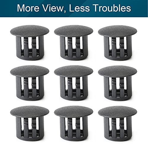 Image of Heyiarbeit 20pcs Hole Plugs 3 /8 inch / 10mm Nylon Plastic Round Snap in Type Locking Hole Tube Furniture Fencing Post Pipe Insert End Caps Black Tone