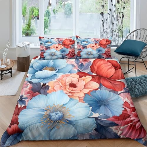 Parure de lit fleurs multicolores 3D en microfibre 200x200 cm - 2