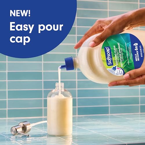 Image of Softsoap Soothing Clean Liquid Hand Soap with New Easy Pour Spout, Kitchen and Bathroom Hand Soap, Aloe Vera Fresh Scent, 50 fl oz Refill (Pack of 2)