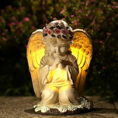 rasimo Angel Figurines, Outdoor Angel Statues for Garden, Solar Statues Outdoor Decorations for Patio Patio Lawn Yard Balcony, Garden Mom Gift