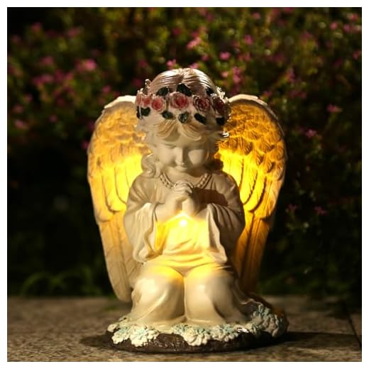 rasimo Angel Figurines, Outdoor Angel Statues for Garden, Solar Statues Outdoor Decorations for Patio Patio Lawn Yard Balcony, Garden Mom Gift