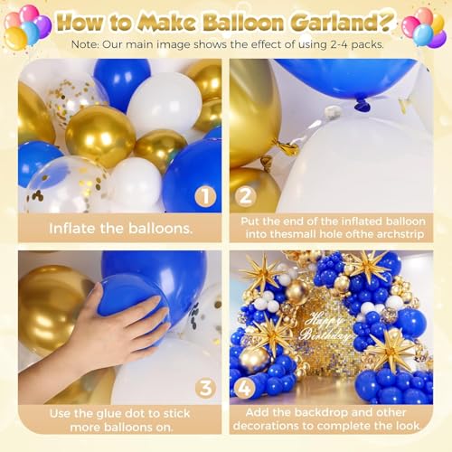 Image of Royal Blue and Gold Graduation Balloons Garland Arch Kit 153Pcs, Graduation Decorations 2026 with Grad Cap, Certificate & Star Foil Balloons for Class of 2026 College High School Prom Supplies