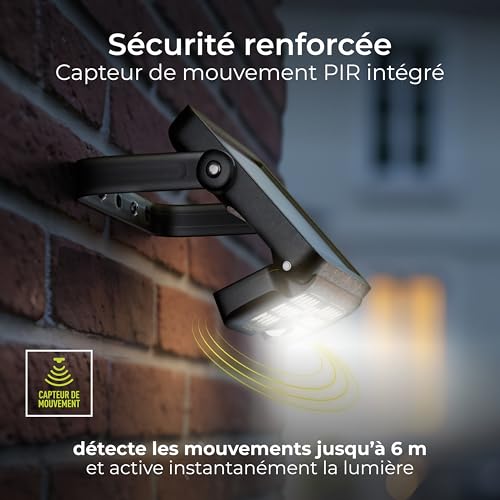 Luceco Solar Powered LED Outdoor Floodlight with PIR Motion Sensor, Security Light, Exterior Lighting, Angular Design, Adjustable, Guardian, Black, IP65, 5W, 550lm, 4000K, LEXSF6B40 - Image 6