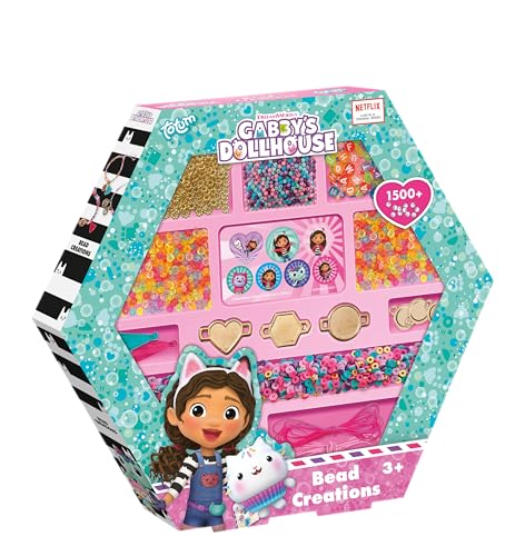 Totum CCG Gabby's Kit de bricolage de perles pour enfants – Plus de 1500 perles, bracelets et pendentifs au design maison de poupée Gabby's | Kit de bricolage de bijoux créatifs à partir de 3 ans