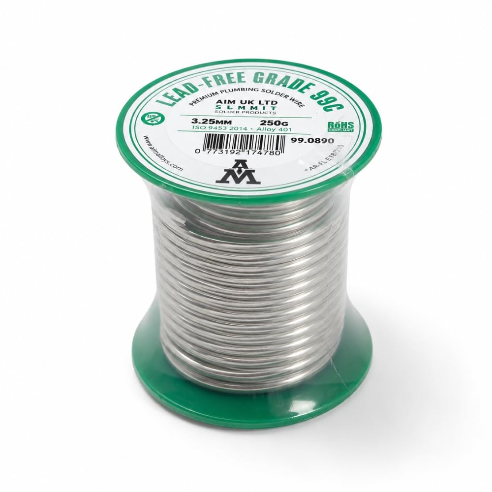 LavaPlumb – Lead-Free Solder Wire 3.25mm Tin Copper Alloy Plumbing Solder for Copper Pipes Central Heating and Potable Water Systems Safe Soldering Wire Silver Solder Alternative (250G)