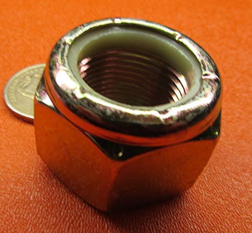 Grade 8 Zinc Yellow Chromate Plated Nylon Insert Locknuts 1"-14 Thread x 1-7/16" W x 1-3/64" H 5 Pcs