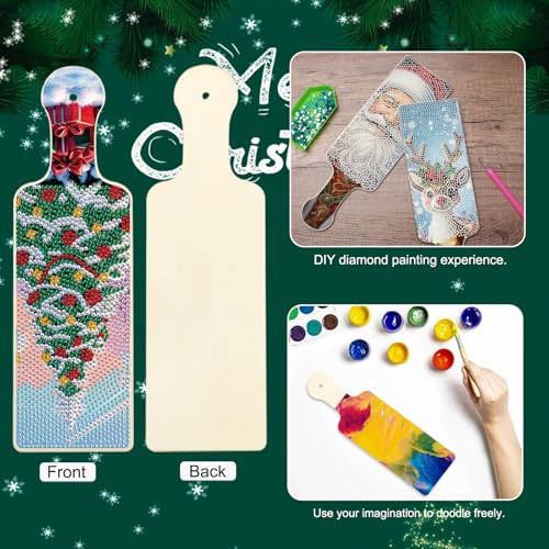 Image of 4 Pcs Diamond Art Painting Tray Board for Adults, DIY Crystal Rhinestones Diamond Art Board Christmas, Indoor Kitchen Dining Table Decoration Gift, Dessert Display for Birthday, Party, Christmas