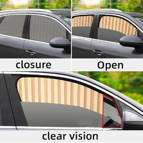 Image of 4pcs Magnetic Car Window Curtains, Car Window Sun Shade Protector - Car Sun Shade Protector Window, Car Side Window Privacy Cover, Car Curtain Window Slider, Removable (Cream, Standard)