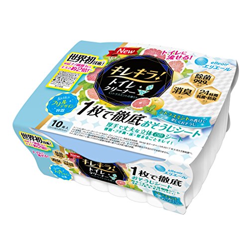 エリエール キレキラ! トイレクリーナー 本体 10枚 シトラスミント 230×330mm 1枚で徹底おそうじシート